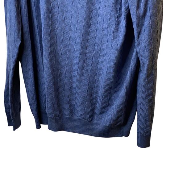 Tasso Elba Moonlite Blue Chevron Knit Crewneck Sweater Mens  XL Cotton New GIFT - Picture 4 of 9